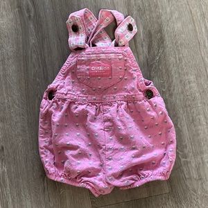Vintage Union Made Pink Flowers Bubble Shorts Romper Baby Overalls